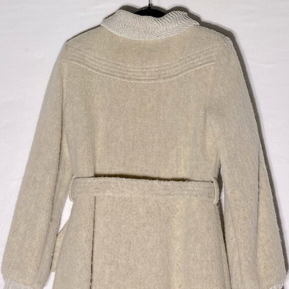 Vintage Irving Posluns Cream Long Wool Overcoat M - Picture 12 of 15